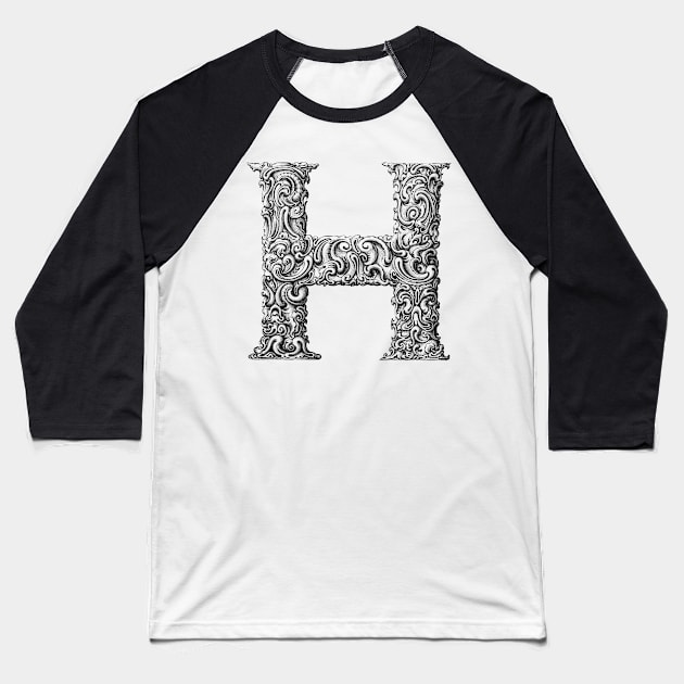 Vintage Initial Letter Lettering Alphabet H Baseball T-Shirt by AltrusianGrace